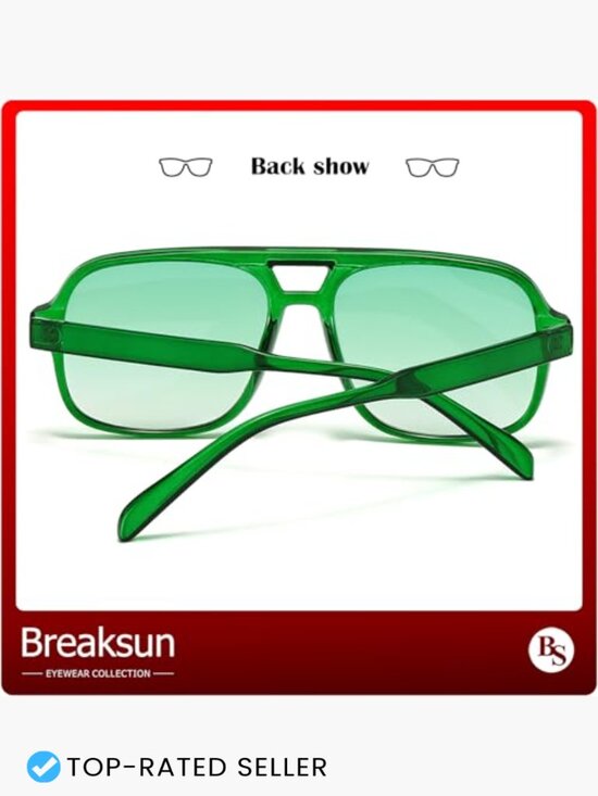 Retro Square Aviator Sunglasses Trendy Oversized Vintage Shades UV400 main image 4